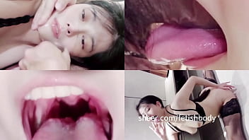 Intense deepthroating with tongue and semen in girlfriend's style service system