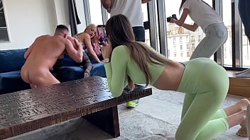 Intense anal sex and pissing in the backstage area